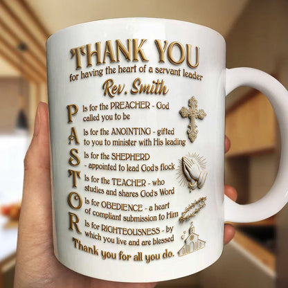 Thank You Pastor, Gift For Pastor | Personalized Ceramic Coffee Mug