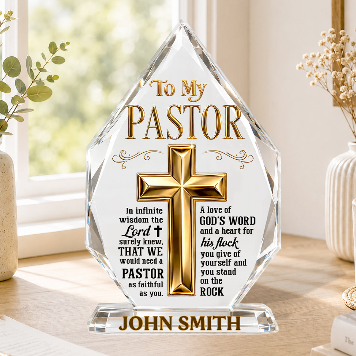 The Lord Knew We Need A Pastor, Gift For Pastor | Personalized Custom Shaped Squared Acrylic Plaque