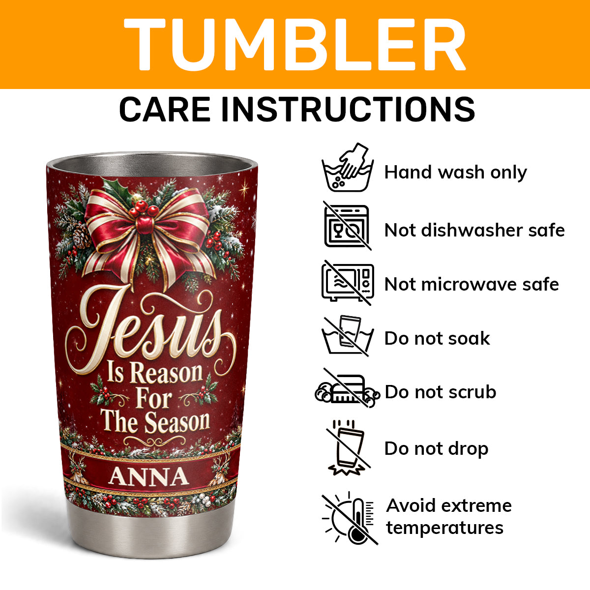Jesus Is Reason For The Season, Gift For Mom | Personalized Stainless Steel Tumbler