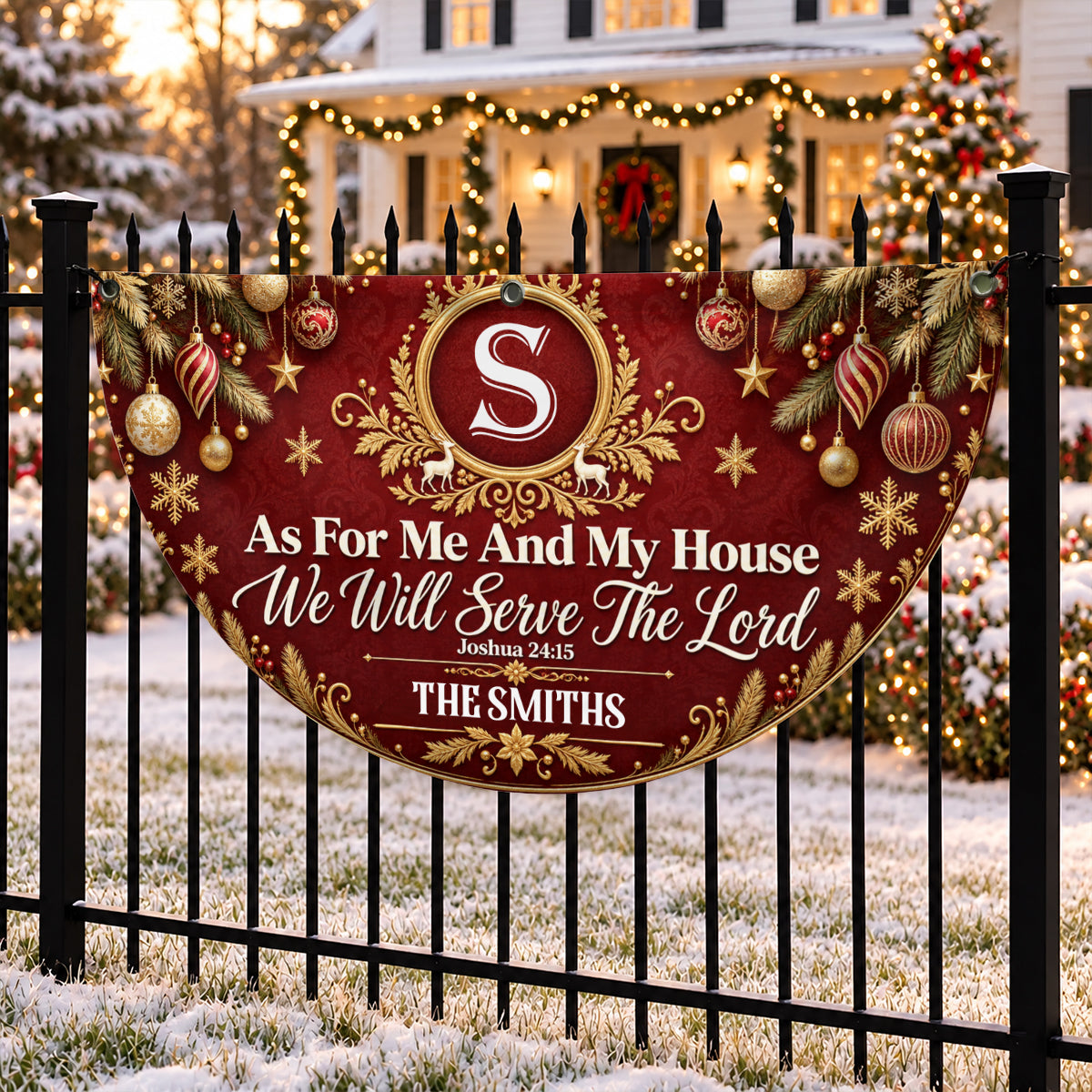 As For Me And My House We Will Serve The Lord, Christian Gifts For Family |  Personalized Non-Pleated Fan Flag