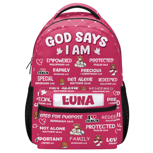 God Says I Am | Personalized Backpack