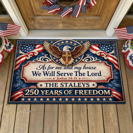 As For Me And My House We Will Serve The Lord - Personalized Doormat