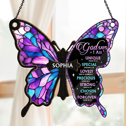 God Says I Am | Personalized Acrylic Suncatcher