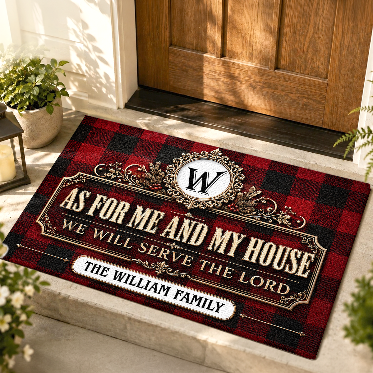 As For Me And My House We Will Serve The Lord, Gift For Family | Personalized Doormat
