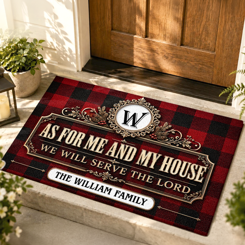 As For Me And My House We Will Serve The Lord, Gift For Family | Personalized Doormat