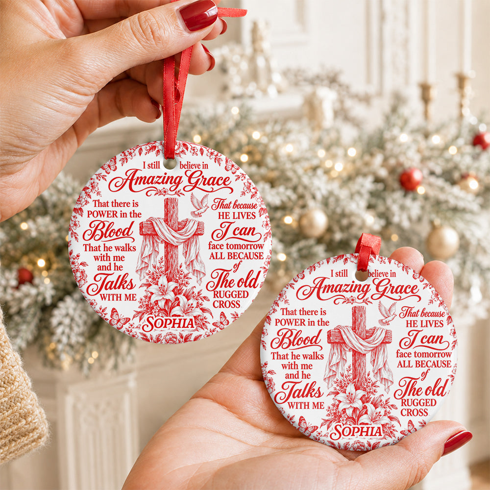 Amazing Grace, Gift For Her | Personalized Round Shaped Ceramic Ornament