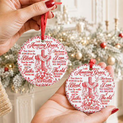 Amazing Grace, Gift For Her | Personalized Round Shaped Ceramic Ornament