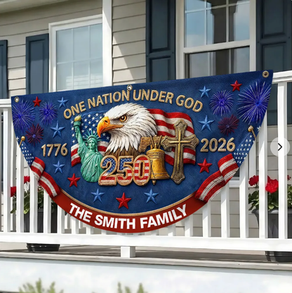 One Nation Under God, Gift of Unity | Personalized Non-Pleated Fan Flag