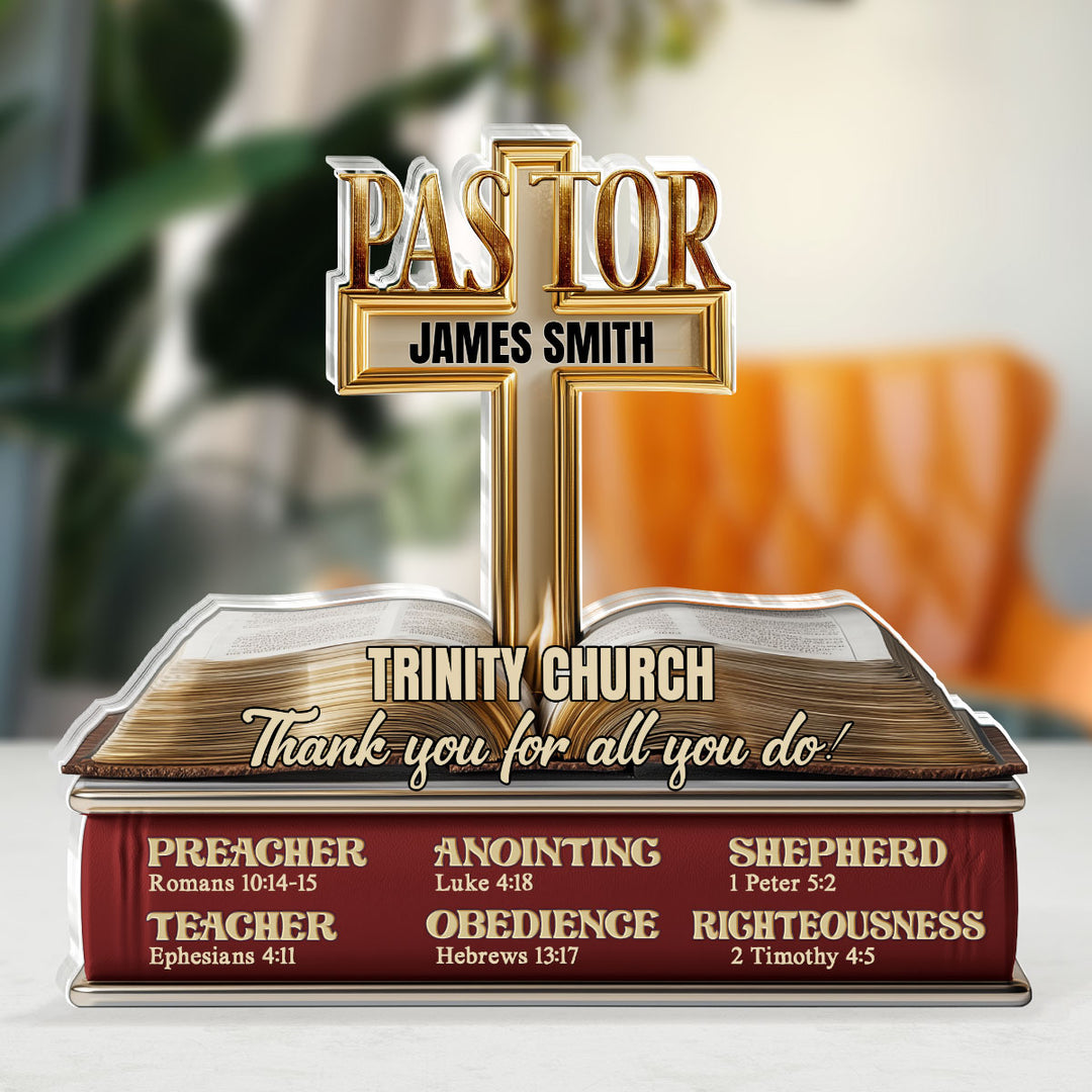 My Preacher, Teacher, & Shepherd, Gift For Pastor | Personalized Custom Shaped Squared Acrylic Plaque