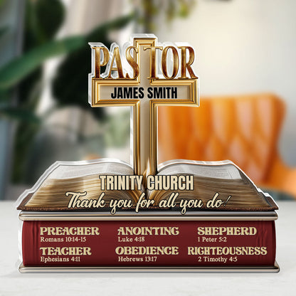 My Preacher, Teacher, & Shepherd, Gift For Pastor | Personalized Custom Shaped Squared Acrylic Plaque