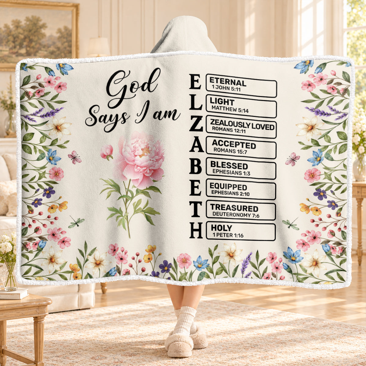 God Says I Am, Gift For Her, Daughter, Friend, Sister | Personalized Wearable Blanket Hoodie