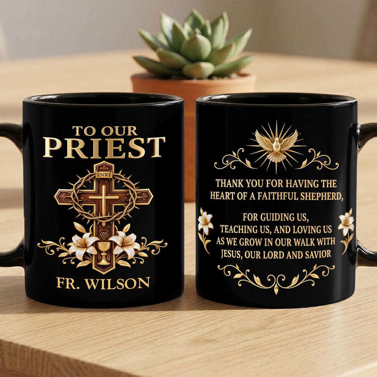 Thank You For Being A Faithful Shepherd, Christian Gift For Priest | Personalized Ceramic Coffee Mug