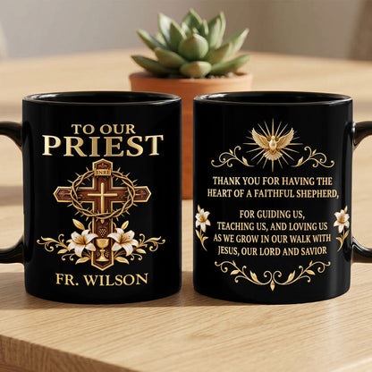 Thank You For Being A Faithful Shepherd, Christian Gift For Priest | Personalized Ceramic Coffee Mug