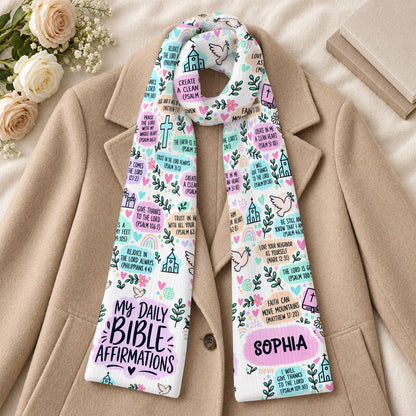 My Daily Bible Affirmations, Gift For Women | Personalized Scarf