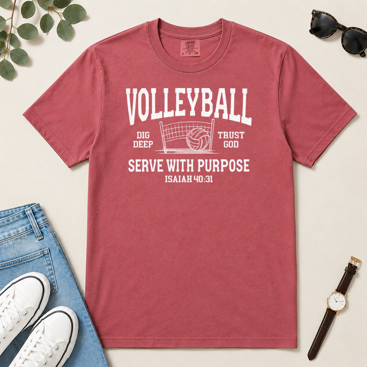 Volleyball Serve With Purpose, Gift For Christian Volleyball Players - 2D Unisex Garment-dyed T-shirt