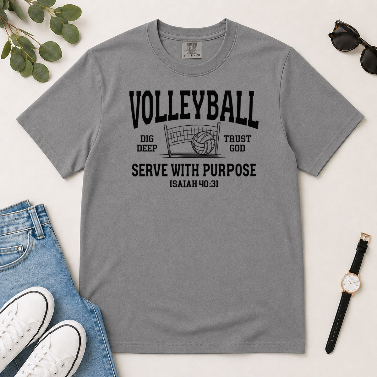 Volleyball Serve With Purpose, Gift For Christian Volleyball Players - 2D Unisex Garment-dyed T-shirt