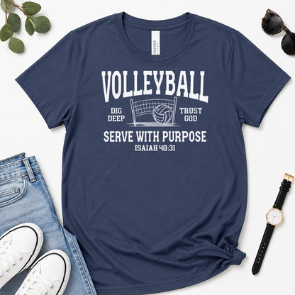 Volleyball Serve With Purpose, Gift For Christian Volleyball Players - 2D Unisex Premium T-shirt