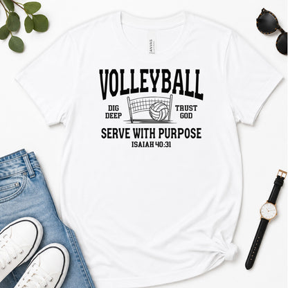 Volleyball Serve With Purpose, Gift For Christian Volleyball Players - 2D Unisex Premium T-shirt