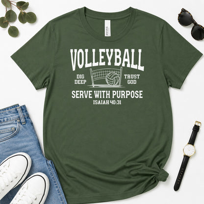 Volleyball Serve With Purpose, Gift For Christian Volleyball Players - 2D Unisex Premium T-shirt