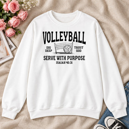 Volleyball Serve With Purpose, Gift For Christian Volleyball Players - 2D Unisex Sweatshirt