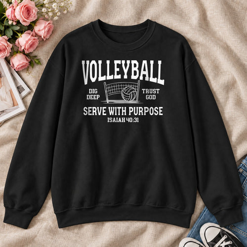 Volleyball Serve With Purpose, Gift For Christian Volleyball Players - 2D Unisex Sweatshirt
