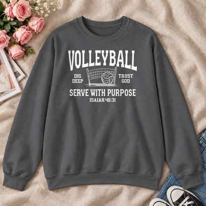 Volleyball Serve With Purpose, Gift For Christian Volleyball Players - 2D Unisex Sweatshirt