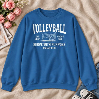 Volleyball Serve With Purpose, Gift For Christian Volleyball Players - 2D Unisex Sweatshirt