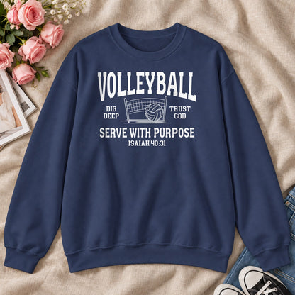 Volleyball Serve With Purpose, Gift For Christian Volleyball Players - 2D Unisex Sweatshirt