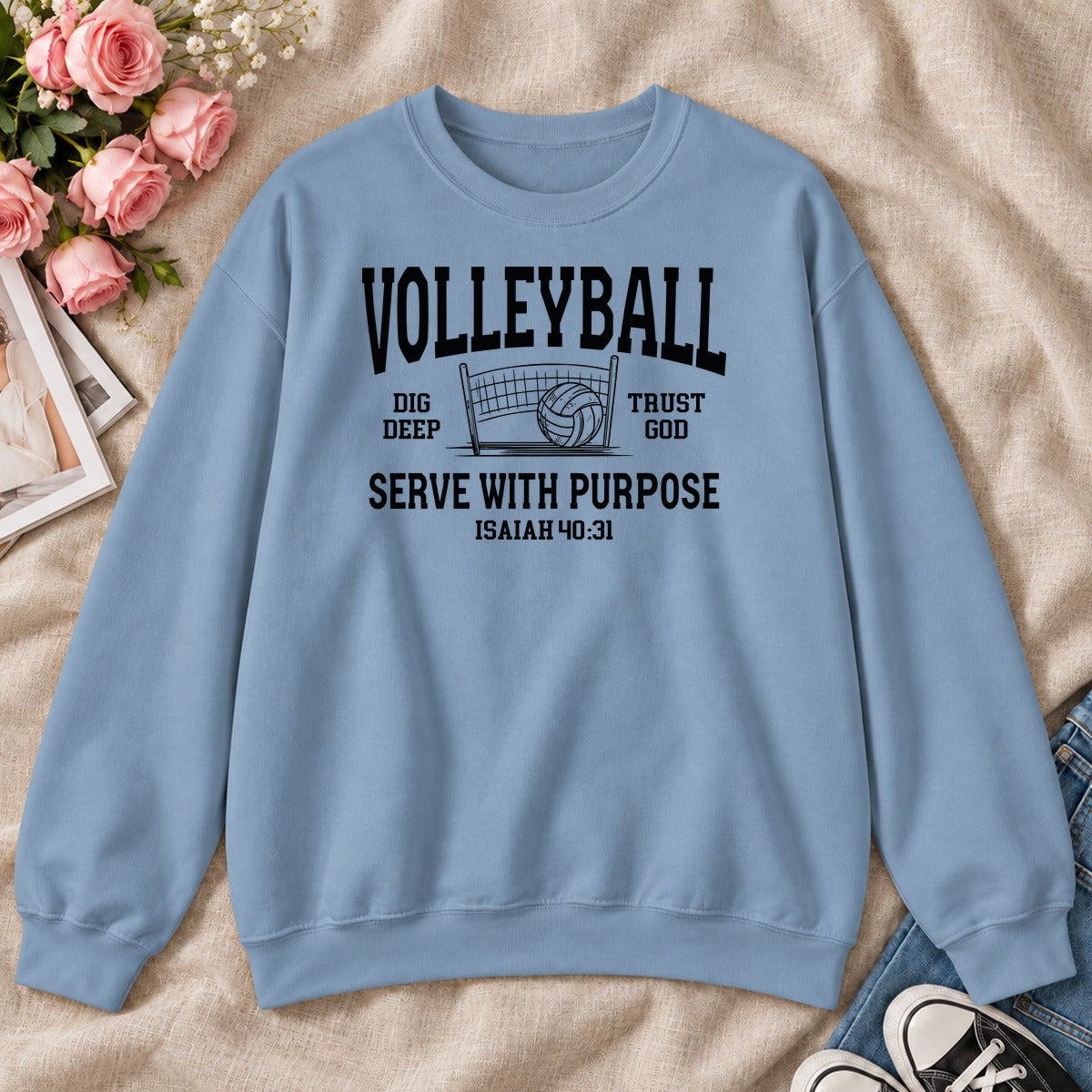 Volleyball Serve With Purpose, Gift For Christian Volleyball Players - 2D Unisex Sweatshirt