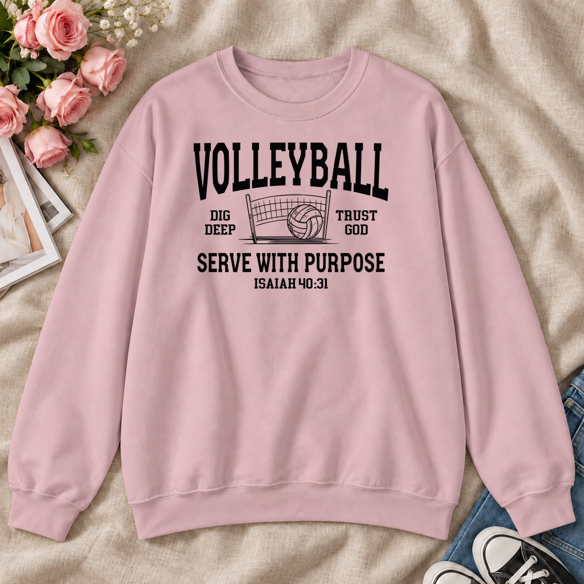 Volleyball Serve With Purpose, Gift For Christian Volleyball Players - 2D Unisex Sweatshirt