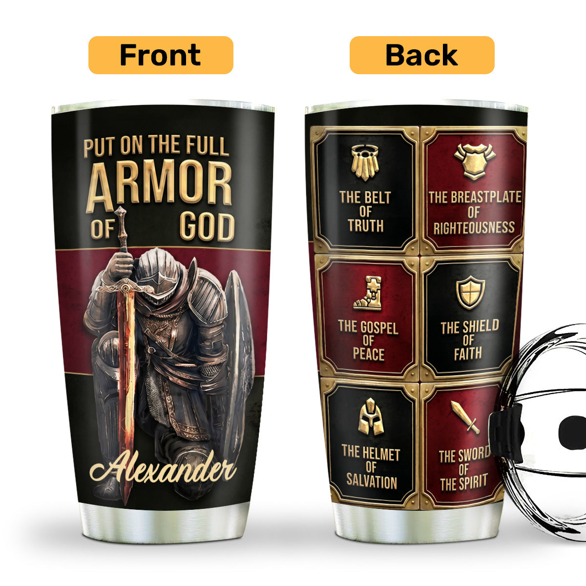 Put On The Full Armor Of God | Personalized Stainless Steel Tumbler