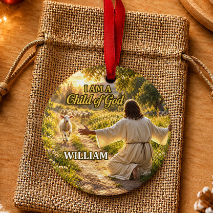 Child Of God, Gift For Christian Loved Ones  | Personalized Round Shaped Ceramic Ornament