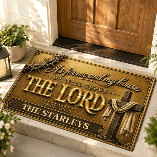 As For Me And My House We Will Serve The Lord, Gift For Family | Personalized Doormat
