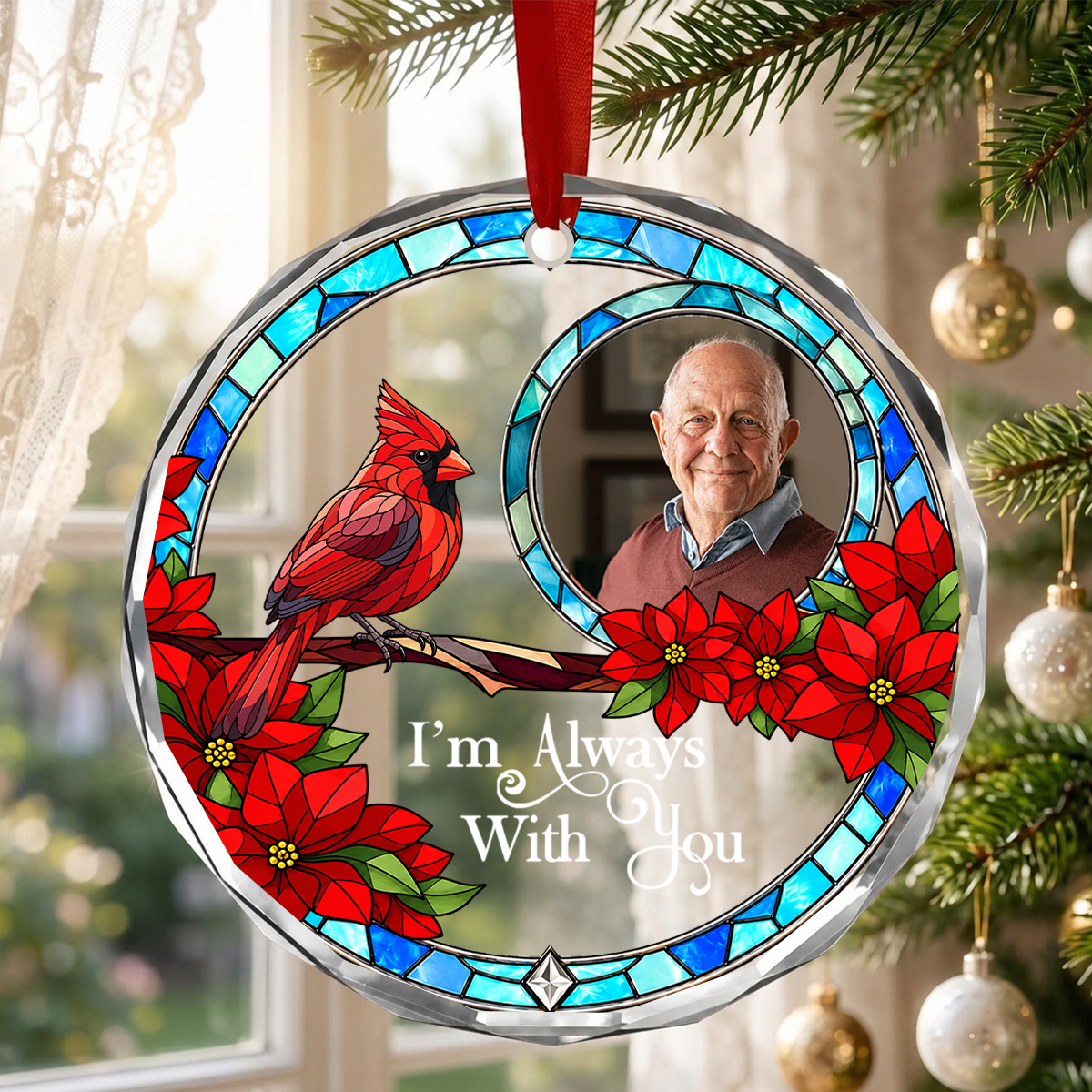 I'm Always With You, Gift For Loved One - Personalized Heart Shaped Glass Ornament