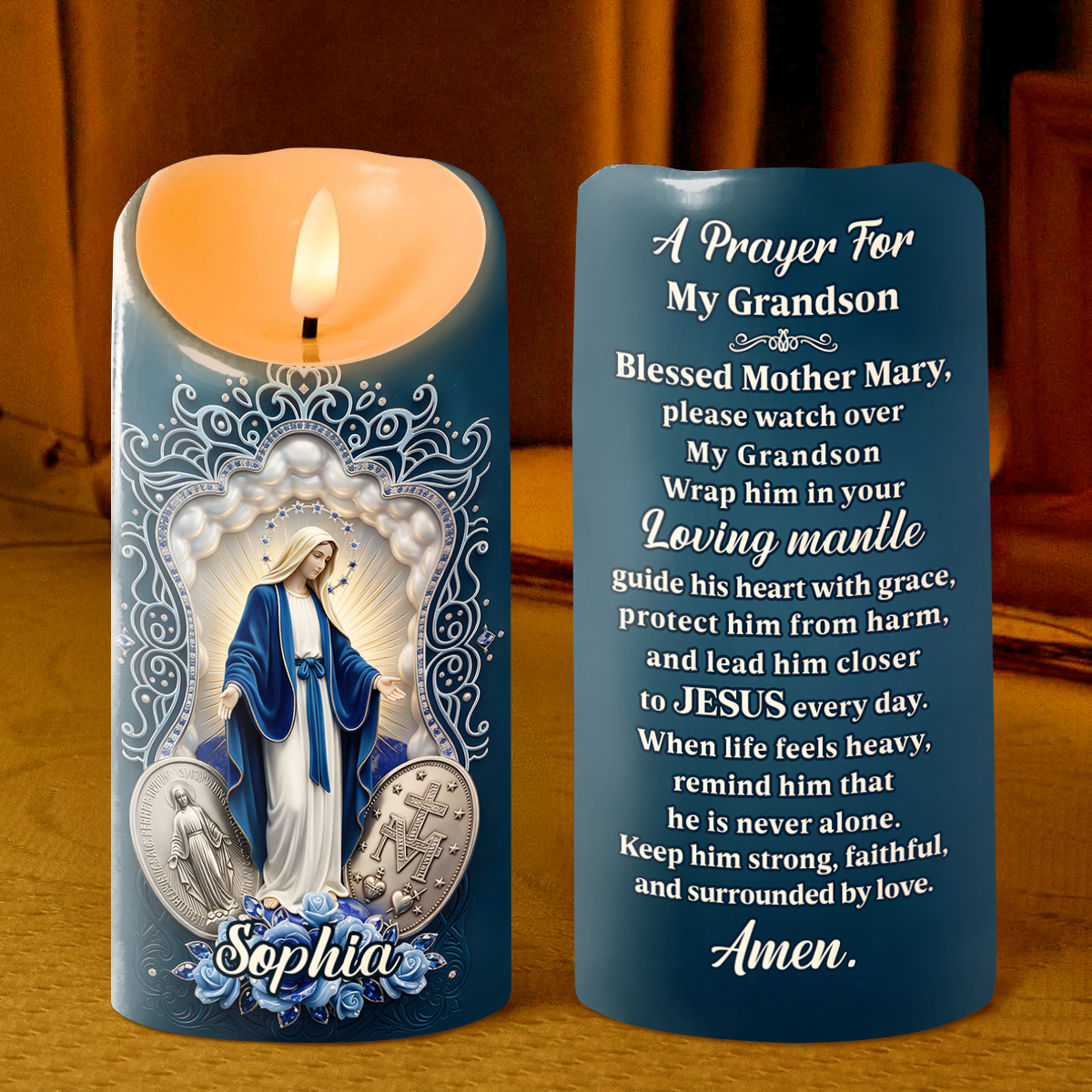 A Prayer For My Family - Personalized Flameless LED Candle