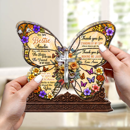 To My Bestie You Are The Sister Of My Soul, Gift For Best Friend | Personalized Custom Shaped Acrylic Plaque