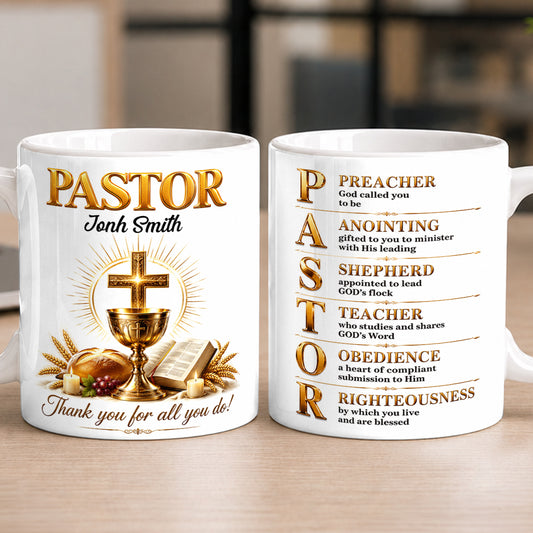 My Preacher, Teacher, & Shepherd, Gift For Pastor | Personalized Ceramic Coffee Mug