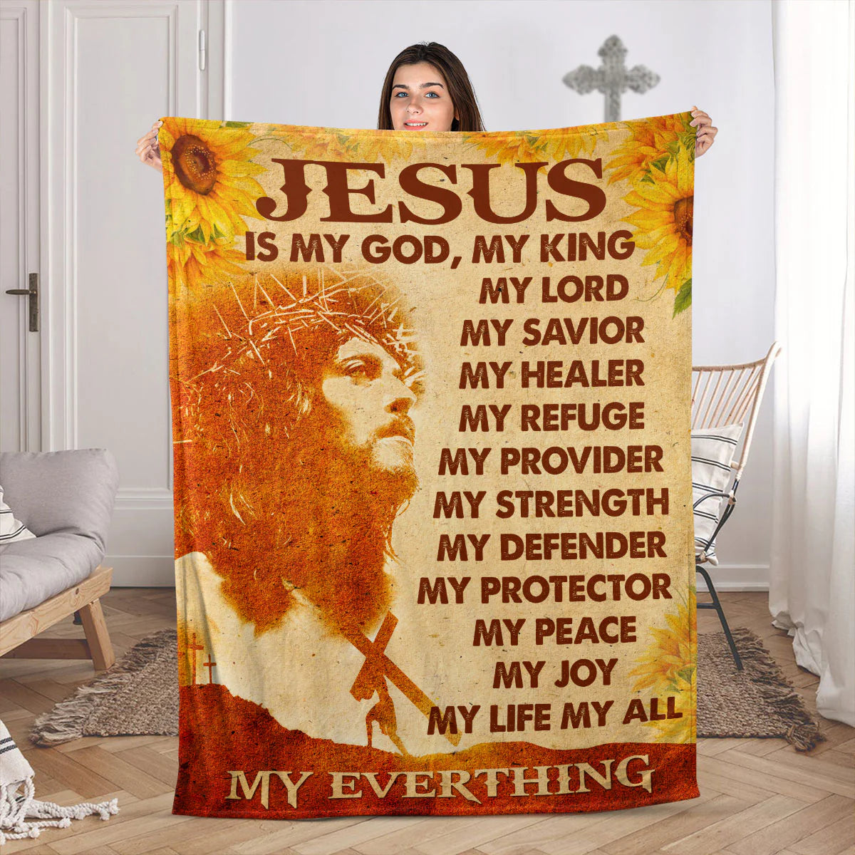 Jesus Is My Everything Christian Fleece Blanket