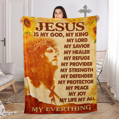 Jesus Is My Everything Christian Fleece Blanket