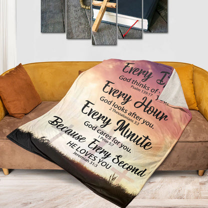 Everyday God Thinks Of You | Meaningful Gift For Christian Friends | Special Fleece Blanket
