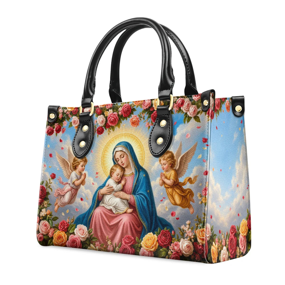 Heavenly Mother's Loving Embrace - Leather Handbag