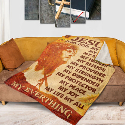 Jesus Is My Everything Christian Fleece Blanket
