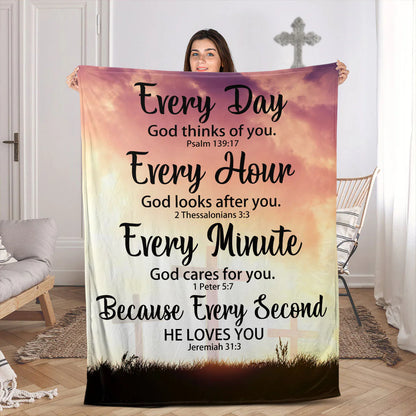 Everyday God Thinks Of You | Meaningful Gift For Christian Friends | Special Fleece Blanket