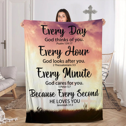 Everyday God Thinks Of You | Meaningful Gift For Christian Friends | Special Fleece Blanket