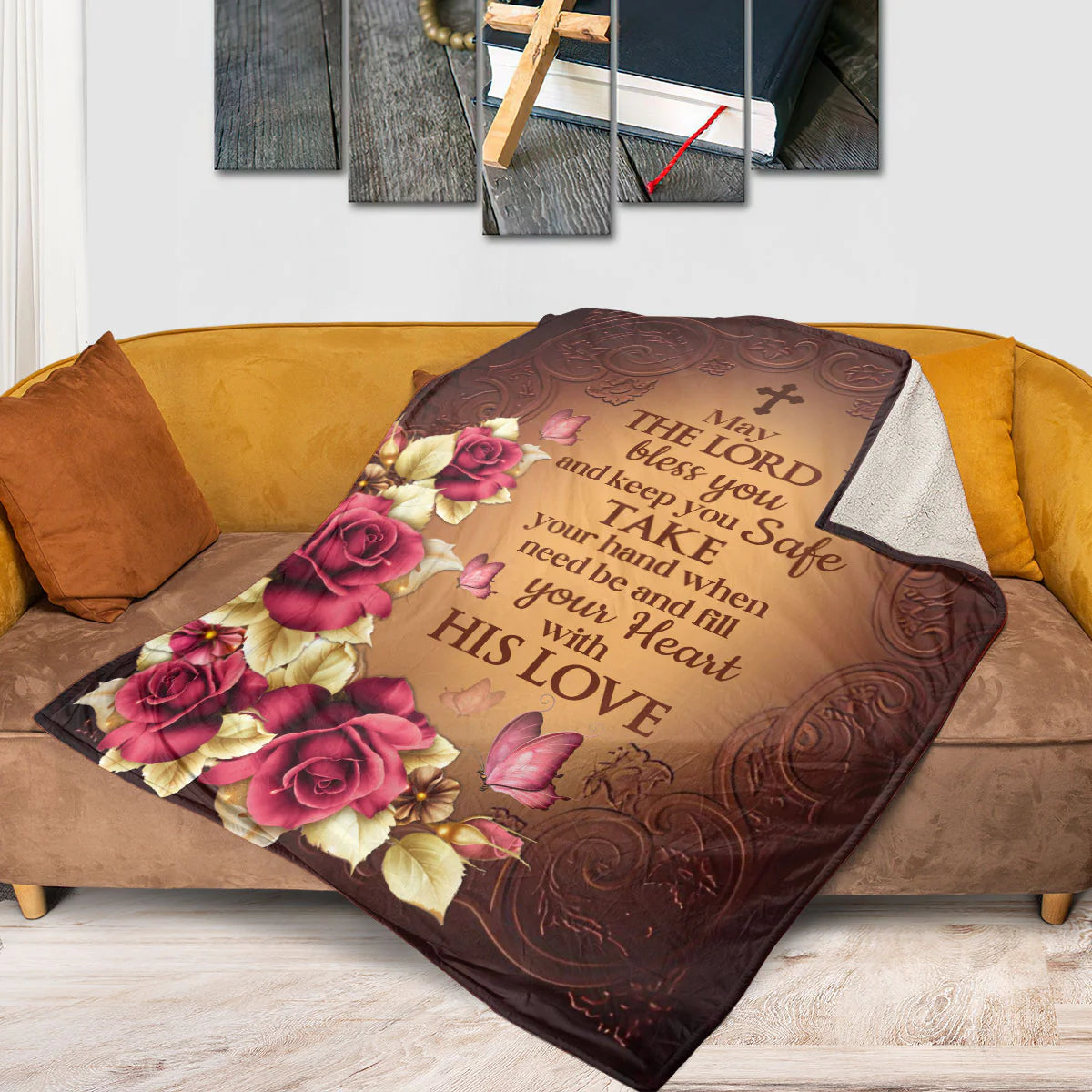 Inspiration Gift For Women | Roses Fleece Blanket | May The Lord Bless You