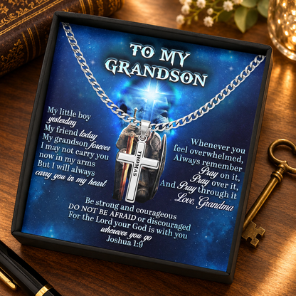 To My Son, My Grandson, My Boy - Personalized Cross Link Chain