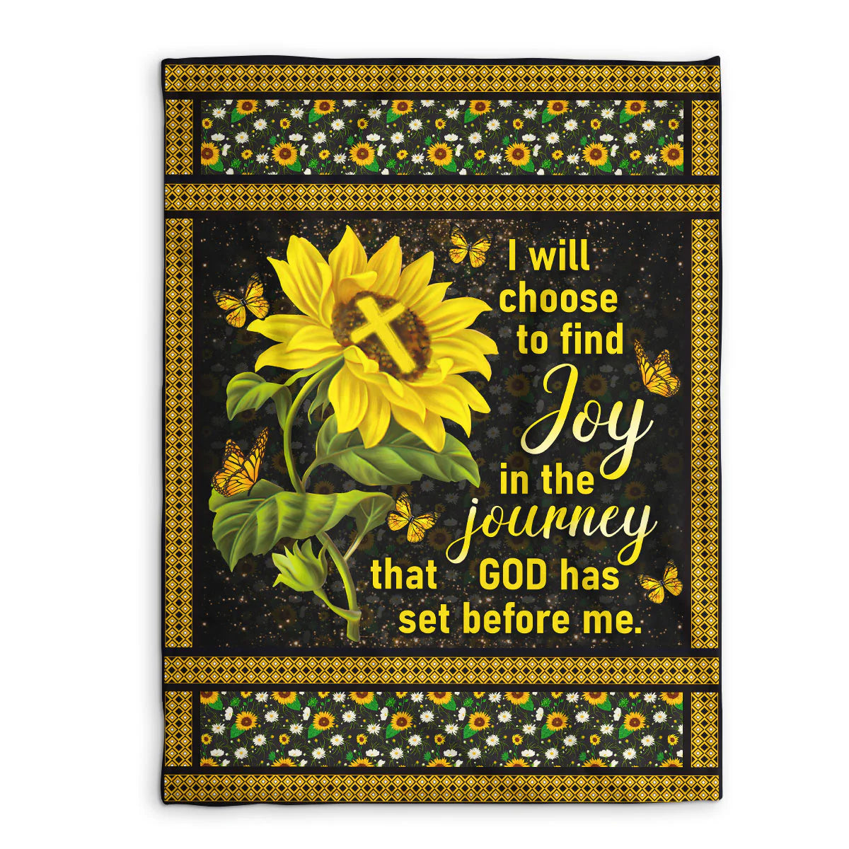 I Will Choose To Find Joy In The Journey | Sunflower And Cross | Stunning Fleece Blanket