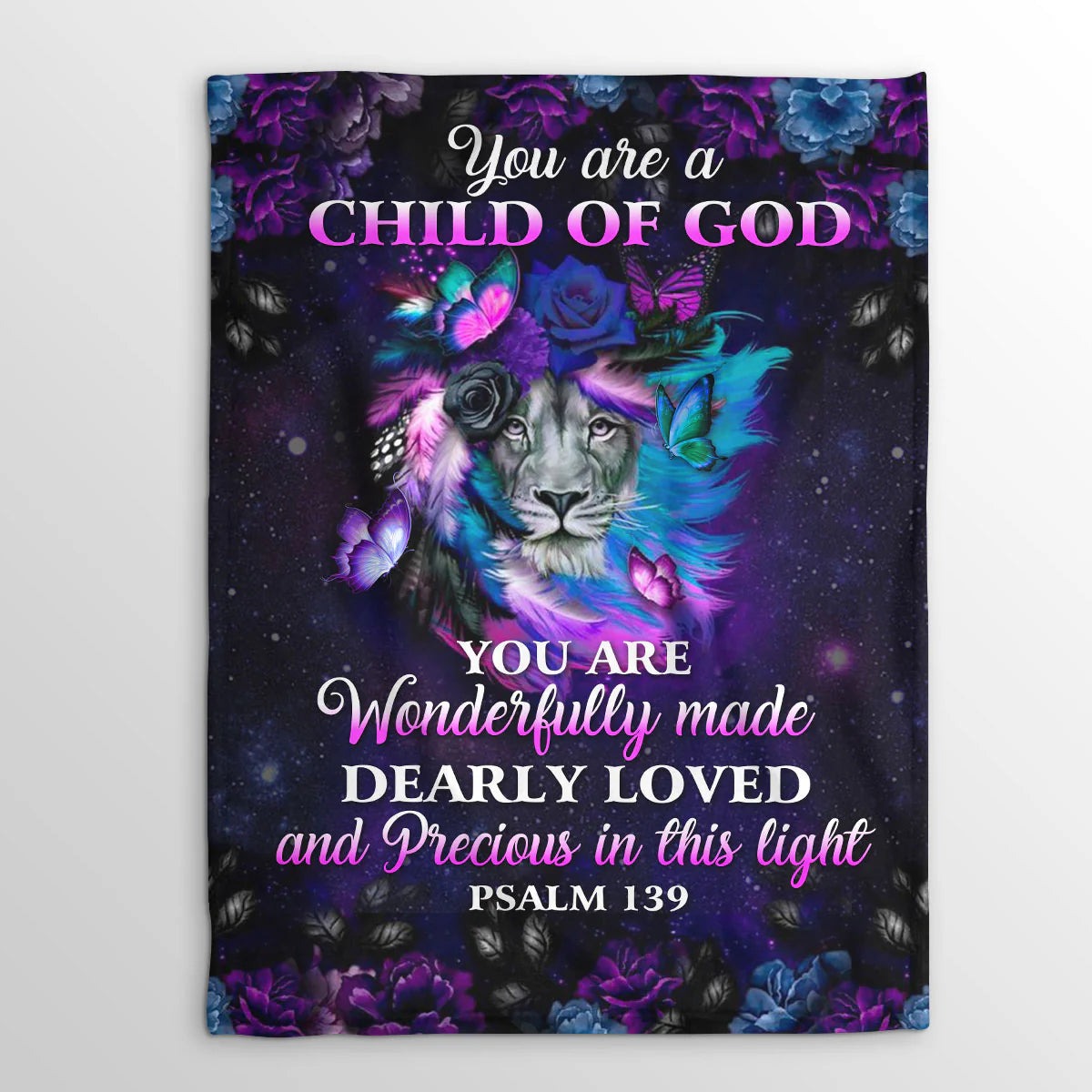 You Are A Child Of God | Psalm 139 | Fleece Blanket | Lion And Butterfly | Religious Gift For Christians