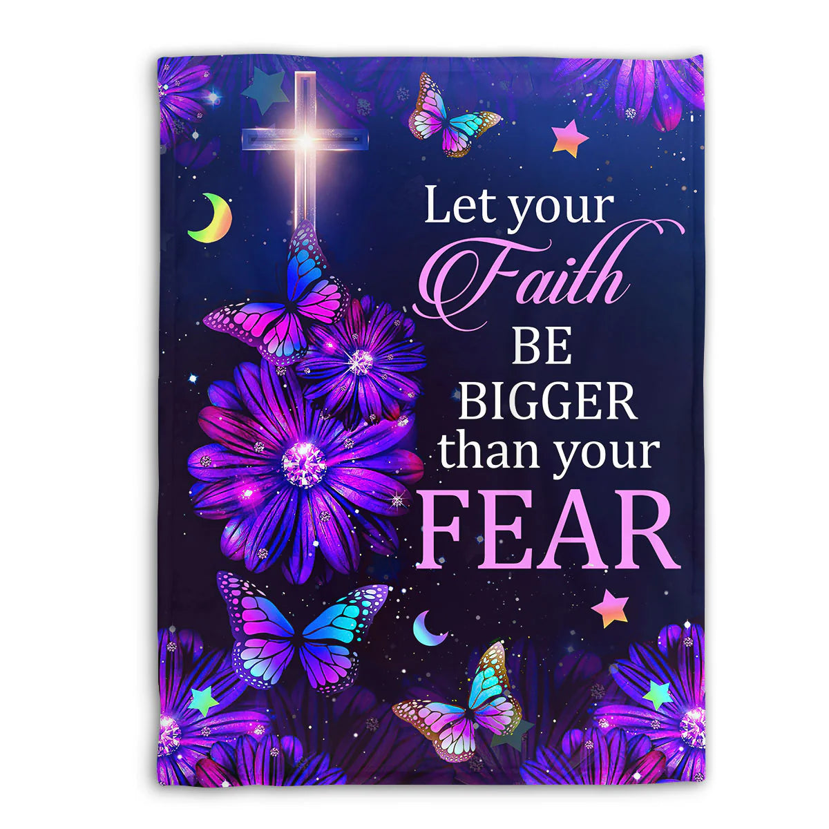 Let Your Faith Be Bigger Than Your Fear | Daisy & Butterfly | Hebrews 13:6 | Fleece Blanket