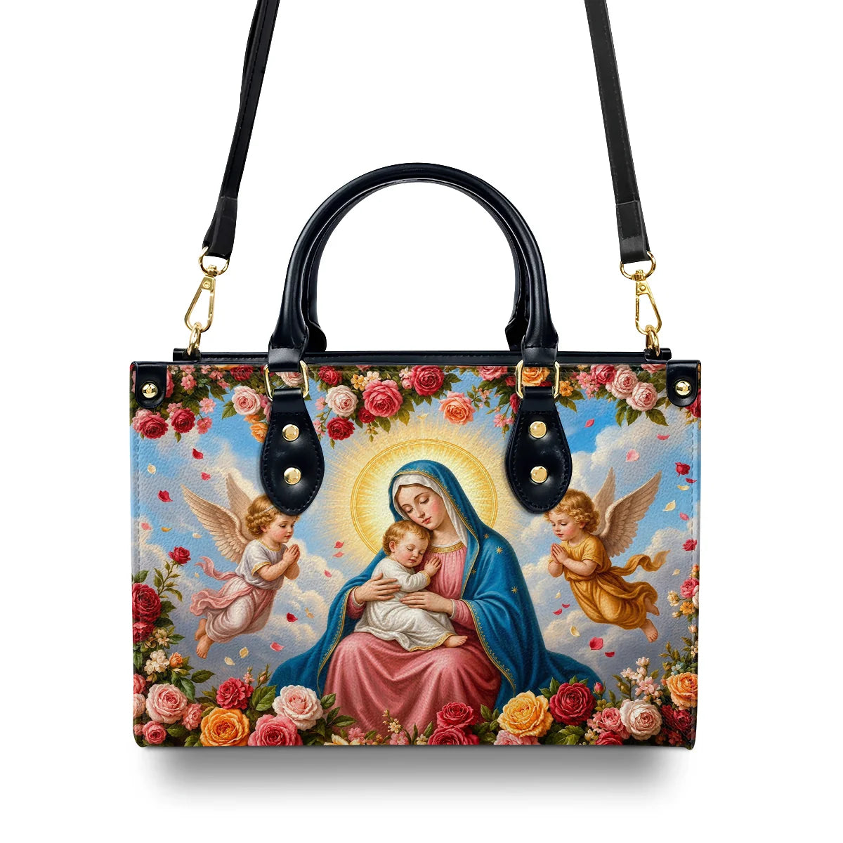 Heavenly Mother's Loving Embrace - Leather Handbag